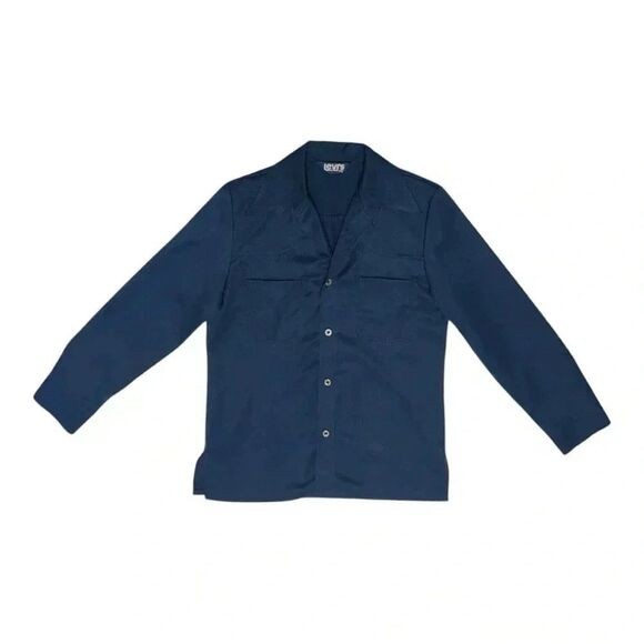 Vintage 70’s Levi’s For Men Navy Blue Button Down Work Shirt. - Picture 1 of 5